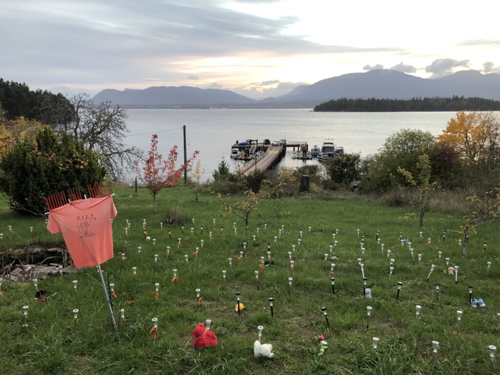 Duncan McCue working on the Kuper Island podcast on Penelakut Island